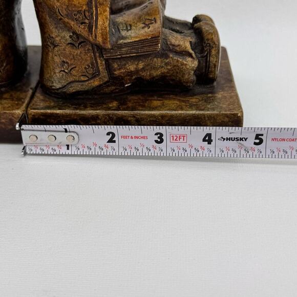 Vintage Oriental Asian Boy & Girl Reading Bookends Chalkware 1960's Brown - Picture 10 of 10
